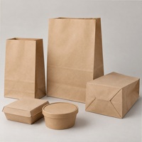 Sacs en papier kraft SOS imprimés sur mesure sans poignées pour la vente à emporter, emballage en kraft brun naturel, vente en gros, approvisionnement B2B