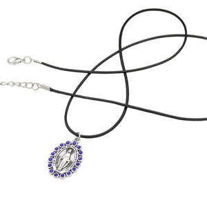 Colar de joias retrô DIY, pingente de prata da Virgem Maria, fio encerado com metal em formato de O. - Product Image 6