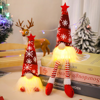 LED-beleuchteter, gestrickter Weihnachtsmann-Waldgnom, sitzende, gesichtslose Gnom-Puppe, Plüsch-Ornament, Weihnachtstisch-Dekoration, Weihnachtsgeschenke für die Heimdekoration