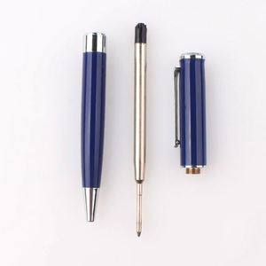 Bolígrafo de Metal Azul de Diseño de Lujo con Logotipo Personalizado Impreso, Detalles en Cromo Plateado - Product Image 4