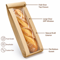 Sac en papier kraft pour boulangerie avec fenêtre, vente en gros, logo personnalisé en usine, haute qualité, robuste, sac alimentaire le plus vendu