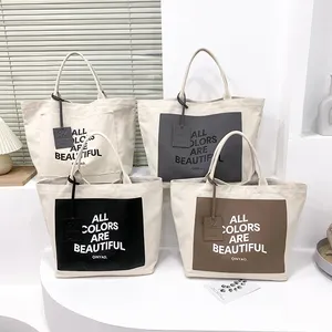 Great Price Shopping Bag large Canvas Tote Shopping Bag Letter Print Handbag Women's Shopping Bag