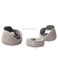 Modernes Wohnzimmer Sofa Set Garten Aluminium rahmen Wasserdichtes Kissen Patio Möbel Seil Outdoor Sofas Luxus Schnitts ofas