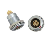Prise fixe en laiton 1B à 14 broches avec contacts à souder fixes et femelles pour une connectivité fiable des circuits imprimés automobiles.