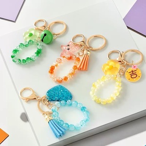 <span class=keywords><strong>Porte</strong></span>-clés esthétique en acrylique pailleté en forme de cœur, breloque de sac Y2K fleur étoile avec <span class=keywords><strong>pompon</strong></span> et clochette, accessoire de sac à dos personnalisé - Product Image 5