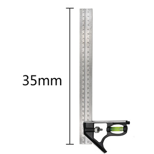 Juego de reglas cuadradas ajustables de 300mm (12 \ ") Combinación de Ingenieros Industriales Regla de ángulo recto Medición de trazador de nivel de burbuja - Product Image 2