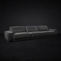 Ensemble de canapés modulaires de luxe pour la maison, style italien Wabi-Sabi, en cuir antique, pour salon