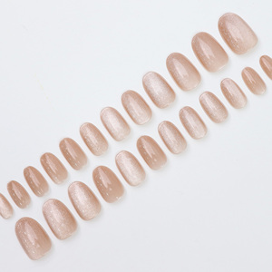 AIERFEI Faux ongles Fabricant Faux ongles ovales courts Conseils Pailleté Brun Oeil de chat Presse sur les ongles <span class=keywords><strong>Gel</strong></span> Effet vernis - Product Image 4