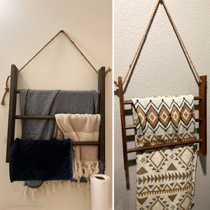 <span class=keywords><strong>Porte</strong></span>-serviettes à <span class=keywords><strong>main</strong></span> en bois rustique pour salle de bain, échelle de couverture de ferme pour salon <span class=keywords><strong>porte</strong></span>-serviettes décoratif suspendu avec corde - Product Image 2