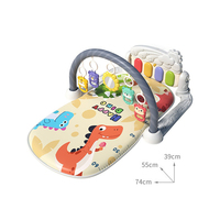 Tapis d'éveil musical pour bébé avec piano, motif fusée, jouets suspendus, hochets et anneaux de dentition pour le développement précoce