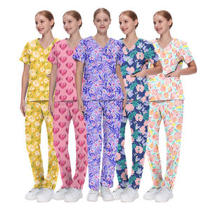 Nuevo estilo OEM Clínica conjuntos de matorrales de manga corta Tops pantalones uniforme personalizado estampado médico uniformes de Enfermería Médica uniforme - Product Image 4