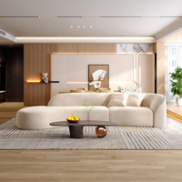 Modernes, schlichtes Sofa mit Butterwind-Technologie, Flanell-Wohnzimmer-Kombinationssofa, abgerundete Ecken, geschwungenes Kunstsofa, modisch