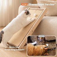 Arbre à chat pliable écologique en bois et sisal réglable avec poteau à gratter en forme de L pour chats