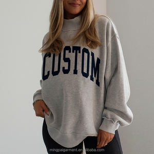 Felpa da <span class=keywords><strong>Donna</strong></span> Reversibile a Collo Alto per Pilates e Yoga, Oversize in Spugna Francese 100% Cotone di Alta Qualità Stile Varsity con Logo Personalizzato OEM - Product Image 1