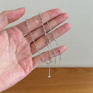 Collar de Cadena con Cuentas de Plata de Ley 925 con Baño de Rodio, Diseño Minimalista Dylam, Joyería para Mujer, para Uso Diario - Product Image 4