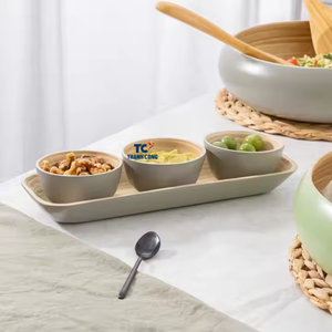 Cuencos pequeños de bambú de la mejor opción y vajilla de bandeja Juego sostenible de cuencos y bandeja de inmersión de bambú hechos a mano en Vietnam - Product Image 2