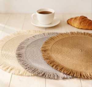 Bohemian Woven Paper Fringe <b>Placemat</b> for Kitchen Dining Table Wedding Party Home Decoration Heat Resistant <b>Round</b> Mat - Product Image 1