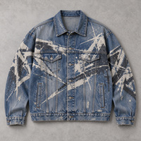 Veste en jean personnalisée pour homme, effet délavé, imprimé graphique, coupe oversize, style vintage streetwear