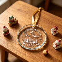 Ornement de Noël personnalisé en cristal en forme de sapin, breloque en verre vierge à imprimer au laser, pendentif décoratif antique à suspendre pour les fêtes
