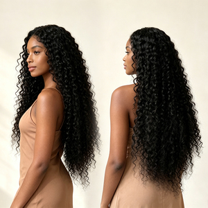 5x5 <b>Deep</b> <b>wave</b> HD Lace Closure Brazilian Human Hair <b>Wigs</b> Loose and fluffy texture 24inch 150% Density Natural Black - Product Image 6