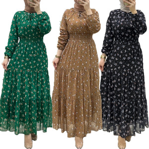 Vestido largo y elegante de moda envuelto con flores de gasa musulmanas de Oriente Medio para mujer - Product Image 1