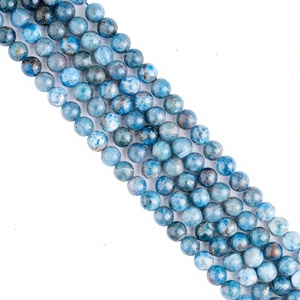 Perles rondes en apatite bleue naturelle de 8 mm, pierres précieuses lisses et polies, en vrac, pour la fabrication de bijoux, vente en gros - Product Image 3