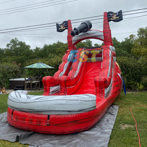 Tobogán <span class=keywords><strong>de</strong></span> agua inflable pirata Mármol rojo Comercial PVC Barco Cañón Barco pirata Tobogán <span class=keywords><strong>de</strong></span> agua inflable Tobogán <span class=keywords><strong>de</strong></span> agua con piscina - Product Image 1