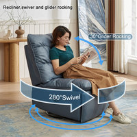 Nouvelle Arrivée Fauteuil Inclinable Électrique Pivotant et Ajustable en Tissu, Idéal pour le Repos, Bleu Clair, pour Appartement et Hôtel