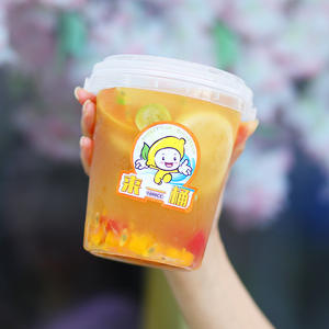 Seau à thé aux fruits jetable de 1000 ml en gros, seau à thé au lait épaissi avec couvercles et poignée - Product Image 6