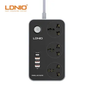LDNIO USB extension socket Universal 3 port + 1PD+ 3 port QC3.0 USB CE standard 10A Extension Power Socket FACTORY PRICE