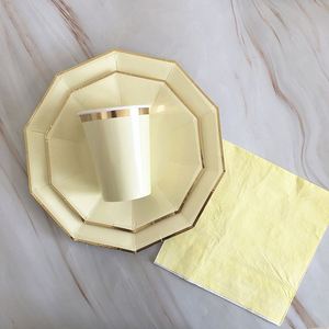 Assiettes de fête jetables en papier, forme décagonale, avec dentelle et estampage à chaud, pour décoration - Product Image 4