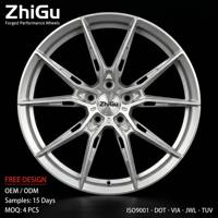 Jantes forgées sur mesure argentées haute brillance 6061-T6 5 V-Pair 10 rayons à canal encastré concave 18-22 certifiées DOT JWL TUV
