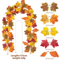 Meilleure Vente Guirlande Artificielle en Soie Feuille d'Érable pour Décoration de Cheminée, Table, Jardinage et Éclairage LED Domestique pour la Fête de Thanksgiving