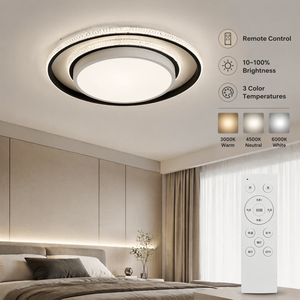 Plafonnier LED rond moderne, télécommande, variateur d'intensité, tricolore, cristal, encastré, 120W, pour maison, salon, chambre - Product Image 4