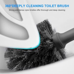 Brosse de toilette flexible murale et déboucheur avec support, ensemble de brosses de nettoyage de toilettes en caoutchouc écologique à suspendre - Product Image 4