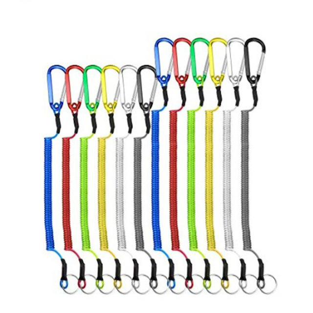 Hot Sale Fashionable Spring Retractable Zinc Alloy Eco-friendly Letterpress Printed Carabiner Lanyard Key Anti-Lost Wire Rope