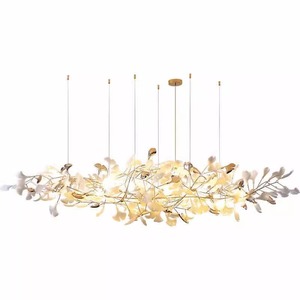 Lámpara Colgante de Acrílico con Hojas de Ginkgo, LED E27, Altura Ajustable, Control Remoto Dorado, Garantía de 5 Años, Lámpara Colgante para Restaurante - Product Image 5