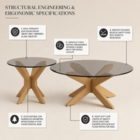 Table basse en bois massif filet de ménage Table ronde en verre trempé rouge Table basse de luxe légère moderne créative
