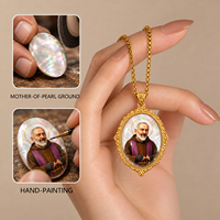 Collier pendentif TIMEMUSE Saint Padre Pio en nacre, plaqué or, acier inoxydable, médaille catholique, bijoux religieux, vente en gros