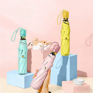 Parapluie pliant automatique compact et portable, protection UV, tissu pongé imperméable, cadeau promotionnel, mode, trois plis - Product Image 1