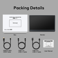 Moniteur portable 15,6 pouces 1080P Mini LED IPS grand écran USB-C 3.2 Mini HD pour ordinateur portable 16:9, idéal pour le commerce et le bureau