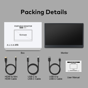Moniteur portable LED IPS Full HD 1080P de 15,6 pouces, écran large, USB C HDMI 16:9 pour ordinateur portable, commerce, bureau, divertissement - Product Image 2