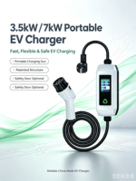 Chargeur EV portable Z7C 3,5 KW/7 KW Type 2 AC230V EU pour usage domestique, écran LCD de 2,8 pouces, IP65, certifié CE/FCC, garantie de 2 ans
