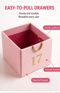 Custom Pink 24 Days Advent Calendar <b>Box</b> with Drawers Rigid Cardboard Cartoon Print <b>Christmas</b> Blind <b>Box</b> Mystery Gift Packaging - Product Image 6