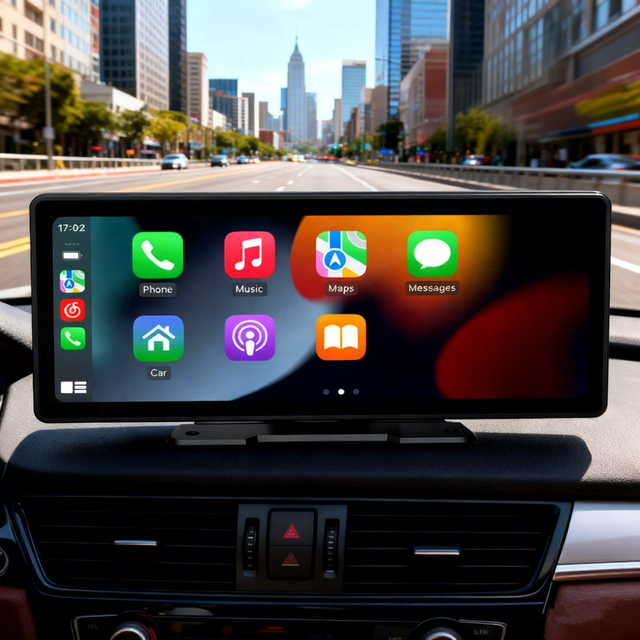 BQCC 10.26" Android Auto CarPlay GPS Navigation Portable Car Stereo FM Transmitter Reverse Aid IPS Display Built-in Speaker