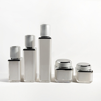 Contenants givrés personnalisés argentés or, pots de crème, bouteilles de luxe pour emballage de cosmétiques, ensemble de bouteilles de lotion en verre pour soins de la peau