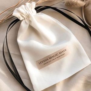 Wholesale Eco Organic Cotton <b>Drawstring</b> Bag Customized Logo and Size Eco-friendly Cotton Dust Bag Gift Packaging <b>Pouch</b> - Product Image 1