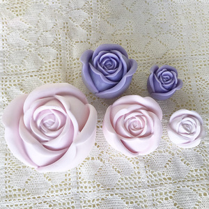 3D flor de Rosa grande Fondant moldes de silicona vela cera Rosa molde para pastel de Chocolate jabón caramelo pastelería vela postre 3 tamaños - Product Image 5