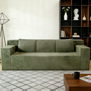 <b>Convertible</b> Sofa Set Corduroy Fabric Deep Seat Comfy Loveseat No Assembly Required Modern Design for Apartment Living - Product Image 5