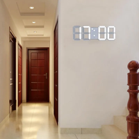 Horloge murale de table à LED 3D, minuterie numérique, veilleuse, réveil pour entrepôt, bureau, salon, luminosité 12/24h réglable